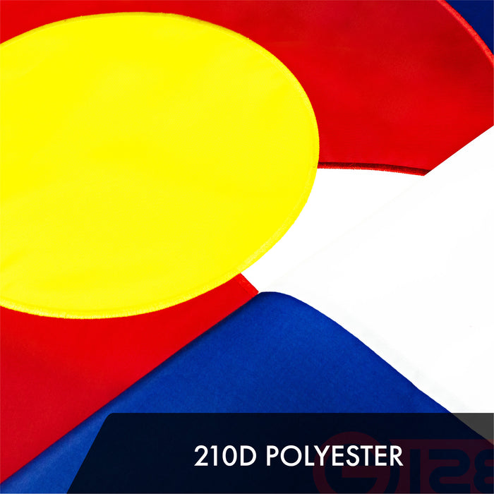 G128 3 Pack: Colorado CO  | 2.5x4 Ft | ToughWeave Series Embroidered 300D Polyester | Embroidered Design, Indoor/Outdoor, Brass Grommets