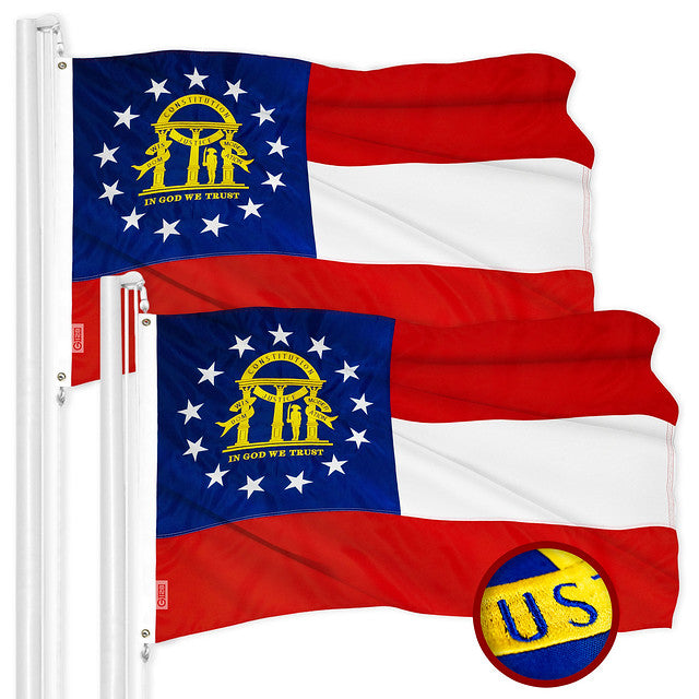 Georgia GA State Flag 3x5 Ft 2-Pack Embroidered Polyester By G128