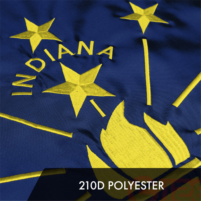 G128 Indiana State Flag | 4x6 Ft | ToughWeave Series Embroidered 300D Polyester | Embroidered Design, Indoor/Outdoor, Brass Grommets