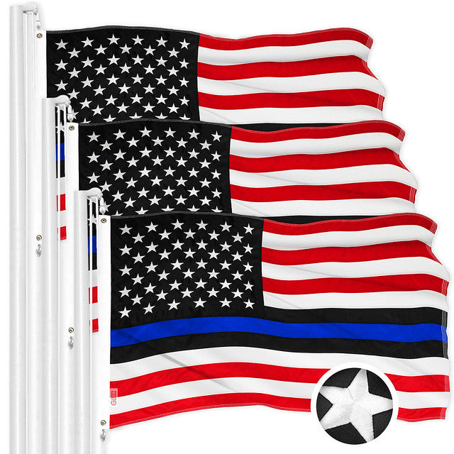 Blue Lives Matter Flag 2x3FT 3-Pack Embroidered Polyester By G128