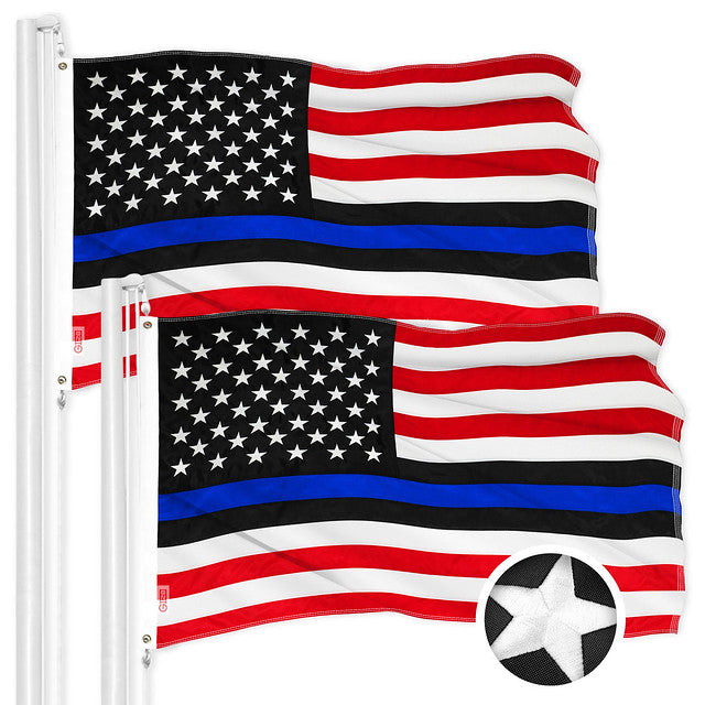 Blue Lives Matter Flag 2x3FT 2-Pack Embroidered Polyester By G128