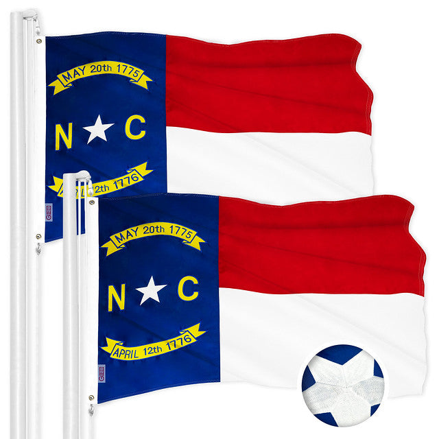 North Carolina State Flag 3x5 Ft 2-Pack Embroidered Polyester By G128