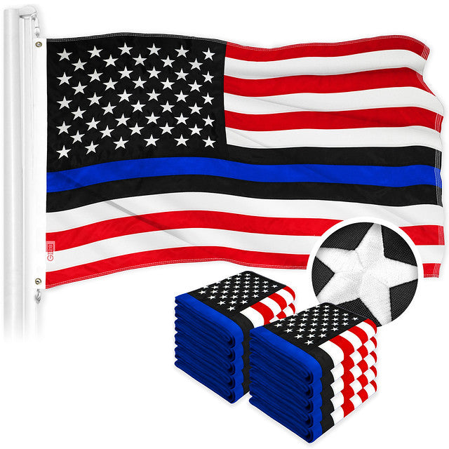 Blue Lives Matter Flag 2.5x4FT 10-Pack Embroidered Polyester By G128