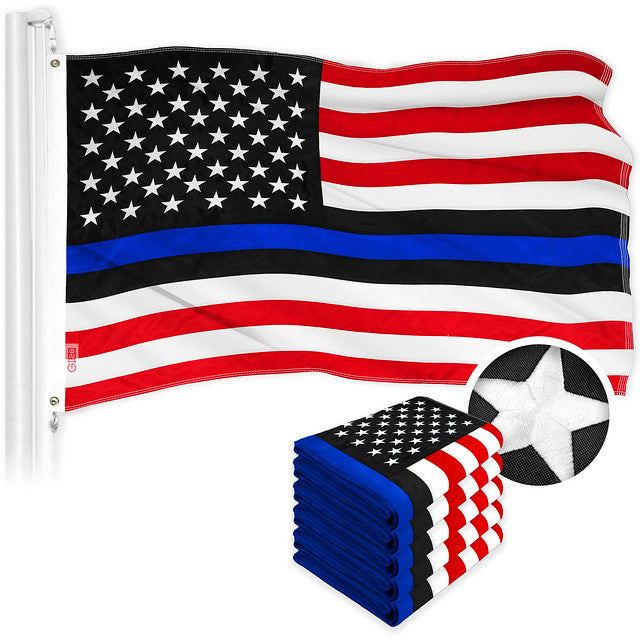 Blue Lives Matter Flag 3x5 Ft 5-Pack Embroidered Polyester By G128