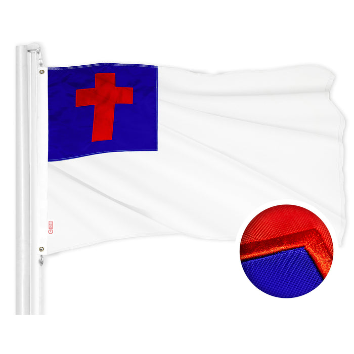G128 Christian Flag 4x6 Ft ToughWeave Series Embroidered 300D Poly — 