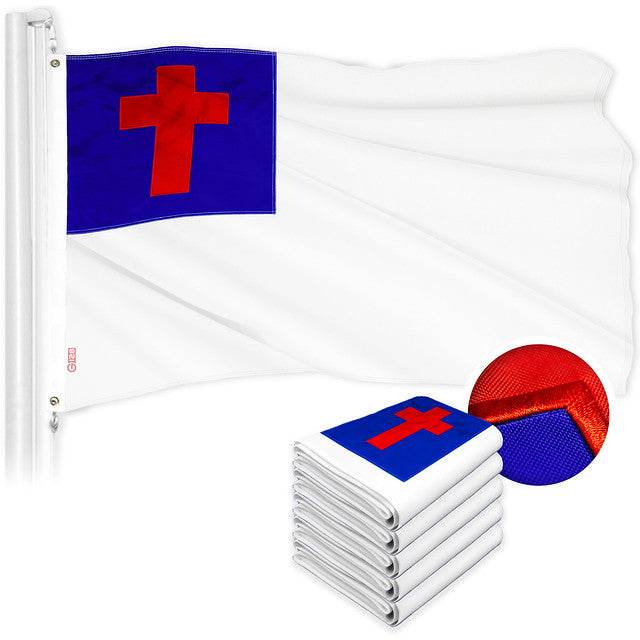 Christian Flag 3x5 Ft 5-Pack Embroidered Polyester By G128