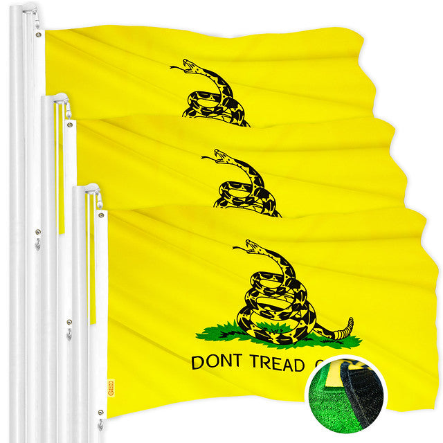 Gadsden Don't Tread on Me Flag 3x5 Ft 3-Pack Embroidered Polyester By G128