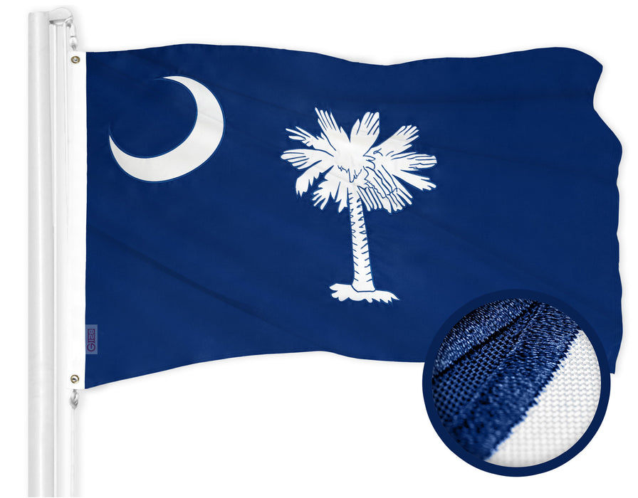 G128 South Carolina State Flag | 2x3 Ft | ToughWeave Series Embroidered 300D Polyester | Embroidered Design, Indoor/Outdoor, Brass Grommets
