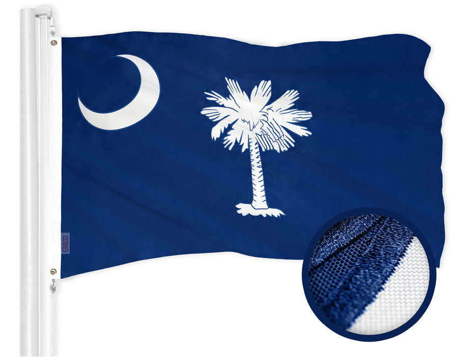 G128 Combo Pack: American USA Flag 2.5x4 Ft & South Carolina SC  2.5x4 Ft | Both ToughWeave Series Embroidered Polyester, Embroidered Design, Indoor/Outdoor, Brass Grommets