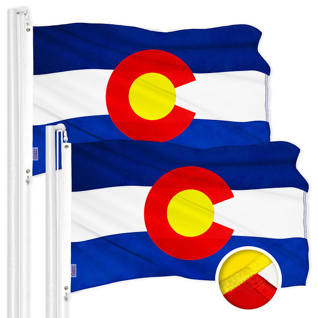 Colorado CO State Flag 3x5 Ft 2-Pack Embroidered Polyester By G128