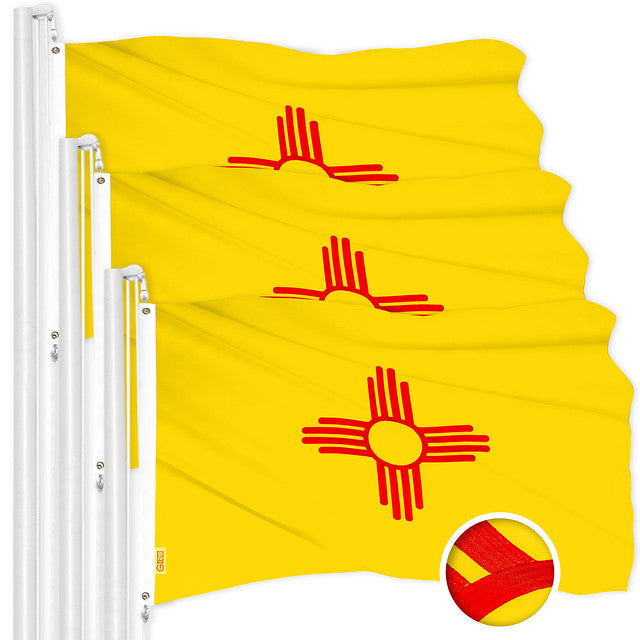 New Mexico NM State Flag 3x5 Ft 3-Pack Embroidered Polyester By G128