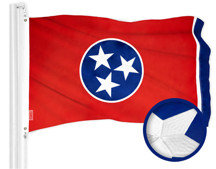 G128 Tennessee State Flag | 2.5x4 Ft | ToughWeave Series Embroidered 300D Polyester | Embroidered Design, Indoor/Outdoor, Brass Grommets