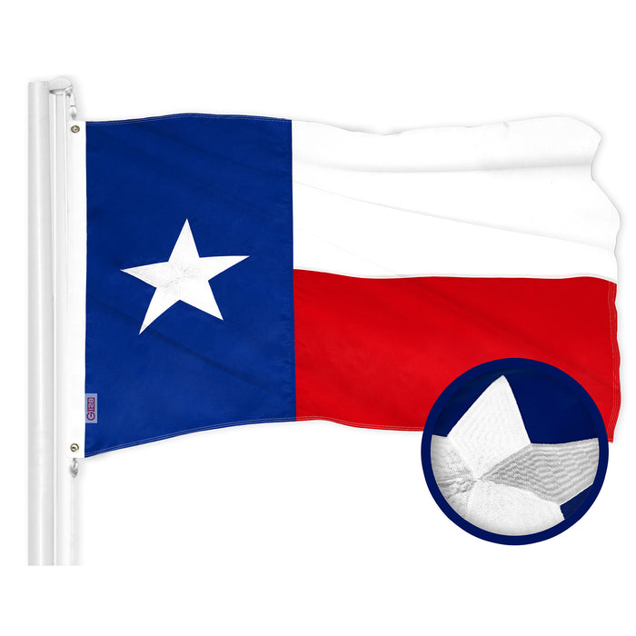 G128 Combo Pack: American USA Flag 20x30 In & Texas TX State Flag 20x30 In | Both ToughWeave Series Embroidered 300D Polyester, Embroidered Design, Indoor/Outdoor, Brass Grommets