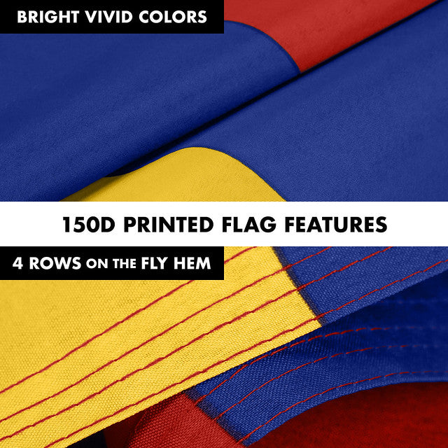 G128 Combo Pack: Flag Pole 6 FT Black Tangle Free & Armenia Armenian Flag 3x5 FT Printed 150D Polyester