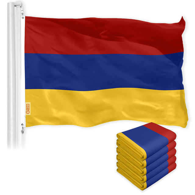 G128 5-Pack: Armenia Armenian Flag 3x5 FT Printed 150D Polyester