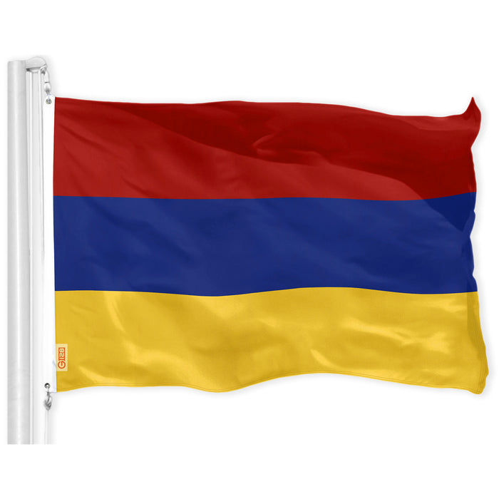 G128 Armenia Armenian Flag 3x5 feet Printed 150D, Indoor/Outdoor, Vibrant Colors, Brass Grommets, Quality Polyester, Much Thicker More Durable Than 100D 75D Polyester