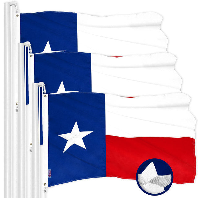 Texas TX State Flag 2x3FT 3-Pack Embroidered Polyester By G128