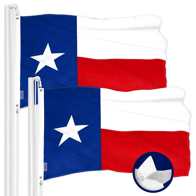 Texas TX State Flag 3x5 Ft 2-Pack Embroidered Polyester By G128