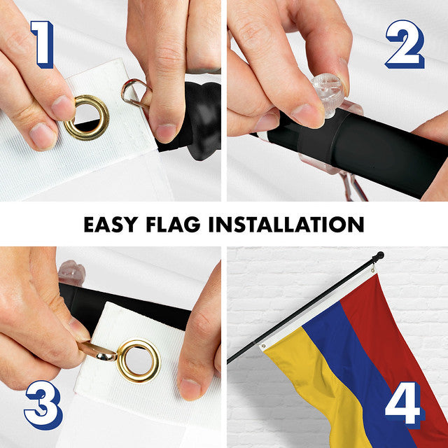 G128 Combo Pack: Flag Pole 6 FT Black Tangle Free & Armenia Armenian Flag 3x5 FT Printed 150D Polyester