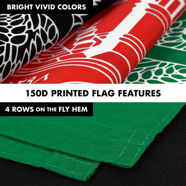 G128 Combo Pack: Flag Pole 6 FT White Tangle Free & Afghanistan Afghan Flag 3x5 FT Printed 150D Polyester