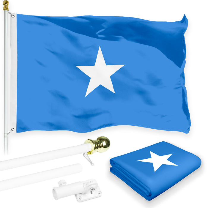 Flag Pole 6FT White Tangle Free & Somalia Somalian Flag 3x5 Ft Combo Printed 150D Polyester By G128