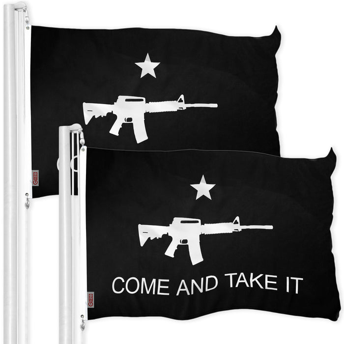 Come and Take It Rifle Black Flag 3x5 Ft 2-Pack Printed 150D Polyester By G128