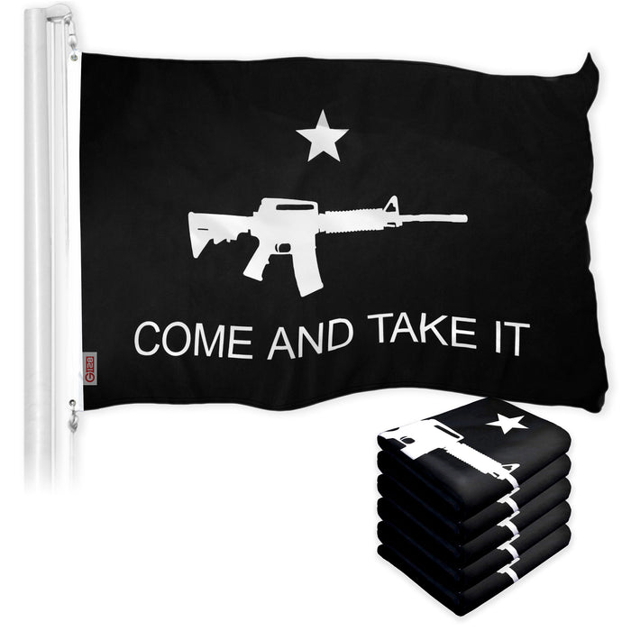Come and Take It Rifle Black Flag 3x5 Ft 5-Pack Printed 150D Polyester By G128