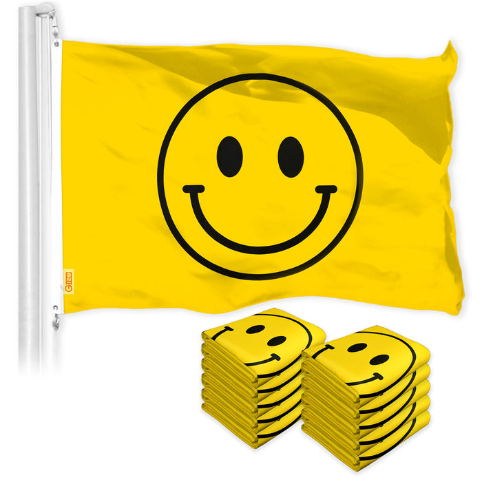 Smiley Face Flag 3x5 Ft 10-Pack Printed 150D Polyester By G128