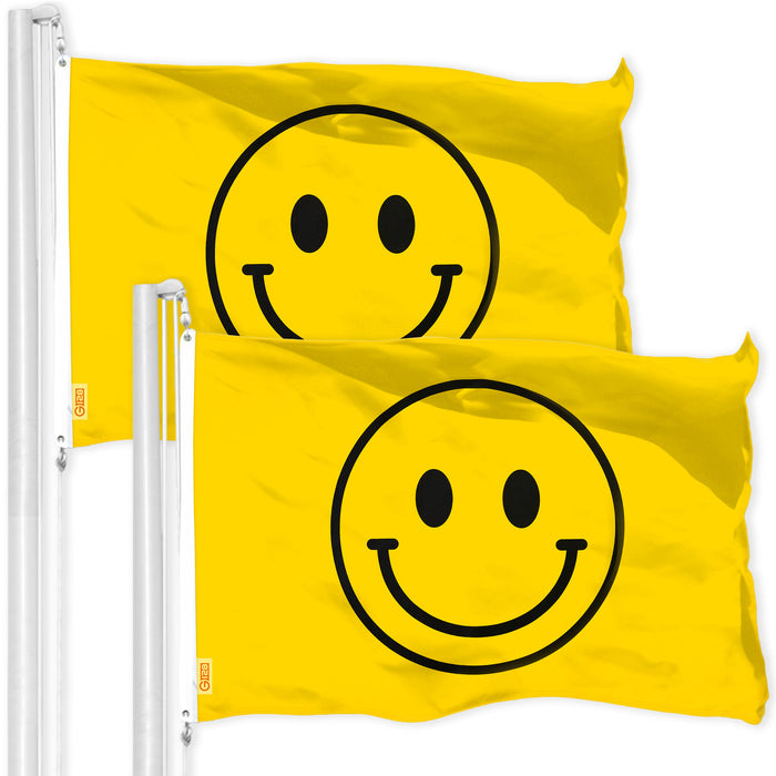 Smiley Face Flag 3x5 Ft 2-Pack Printed 150D Polyester By G128