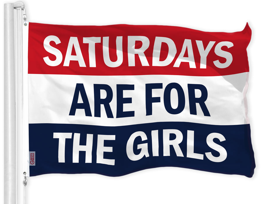 G128 Combo Pack: American USA Flag 3x5 Ft & Saturdays are for the Girls Flag 3x5 Ft | Both LiteWeave Pro Series Printed 150D Polyester, Brass Grommets