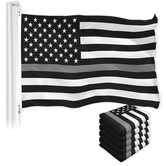 Thin Gray Line American Flag 3x5 Ft 5-Pack Printed 150D Polyester By G128