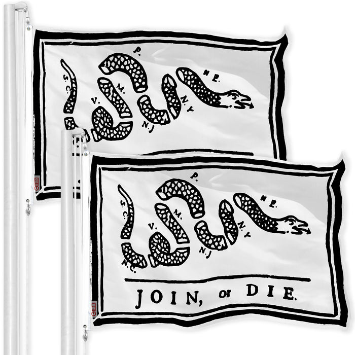 Join, or Die White Flag 3x5 Ft 2-Pack Printed 150D Polyester By G128