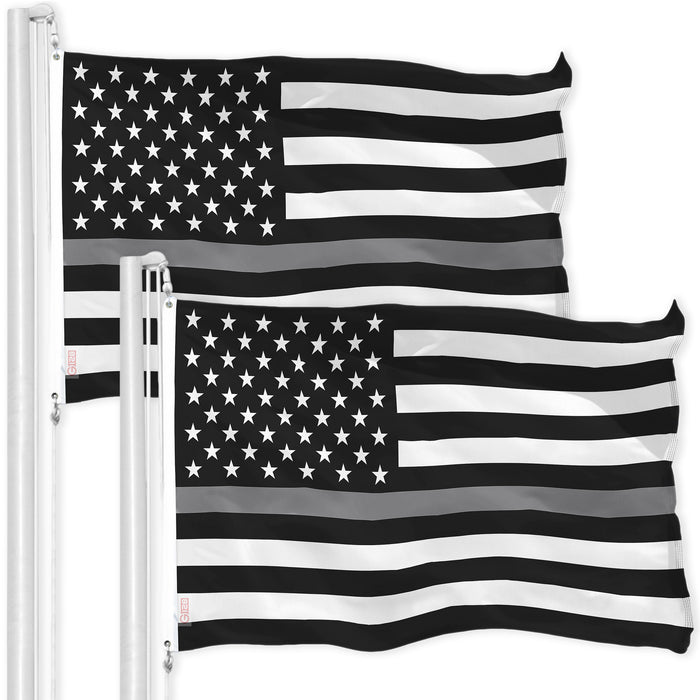 Thin Gray Line American Flag 3x5 Ft 2-Pack Printed 150D Polyester By G128