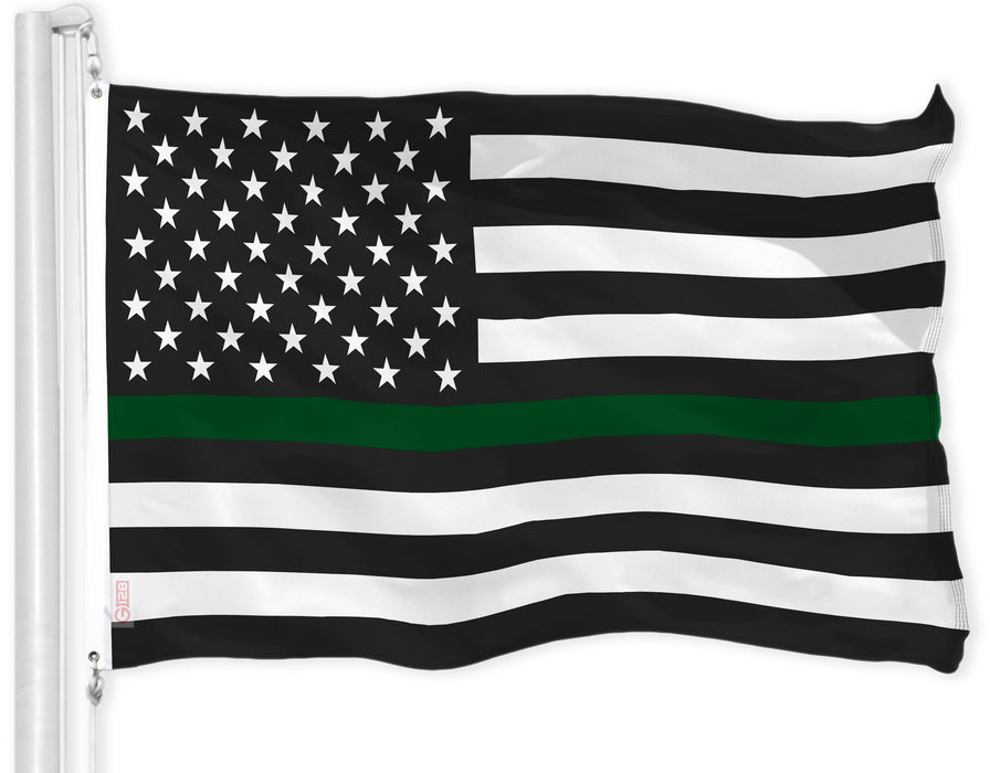 G128 Combo Pack: USA American Flag & Thin Green Line Flag 3x5 FT Printed 150D Indoor/Outdoor, Vibrant Colors, Brass Grommets, Quality Polyester
