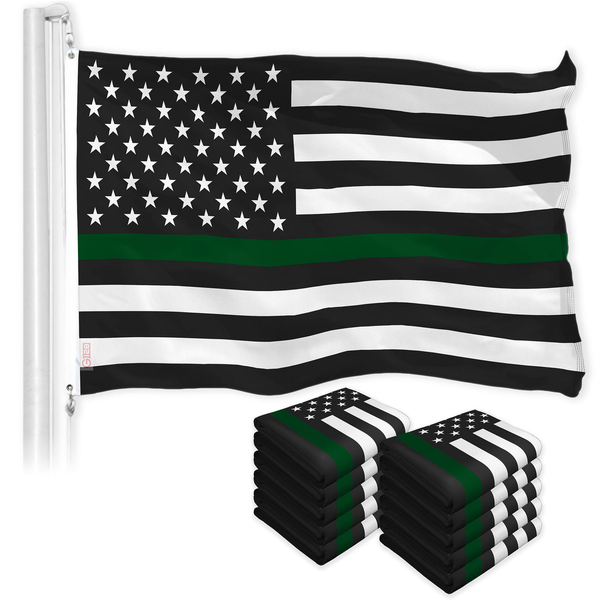 Thin Green Line American Flag 3x5 Ft 10-Pack Printed 150D Polyester By ...