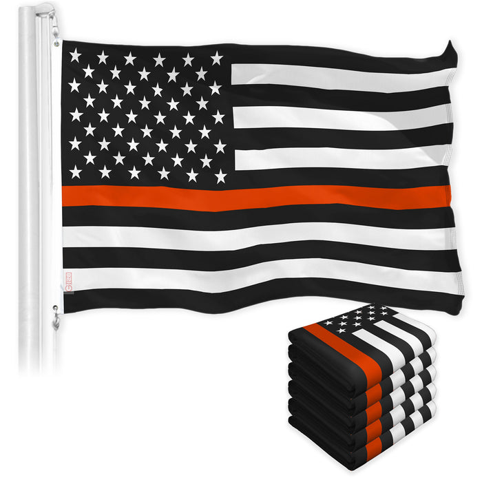 Thin Orange Line American Flag 3x5 Ft 5-Pack Printed 150D Polyester By G128