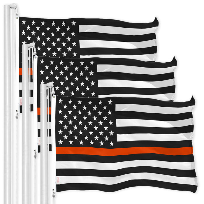 Thin Orange Line American Flag 3x5 Ft 3-Pack Printed 150D Polyester By G128