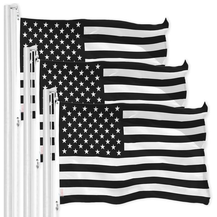 USA Black and White Flag 3x5 Ft 3-Pack 150D Printed Polyester By G128