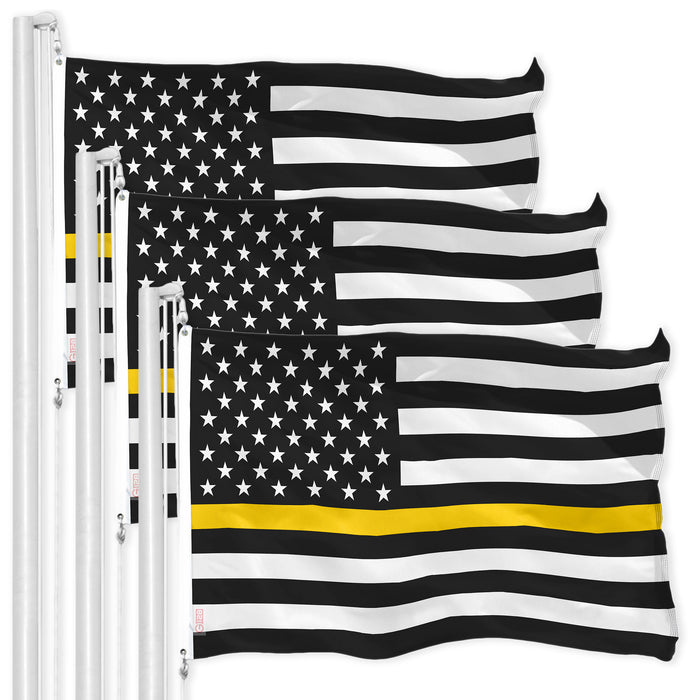 Thin Yellow Line American Flag 3x5 Ft 3-Pack Printed 150D Polyester By G128
