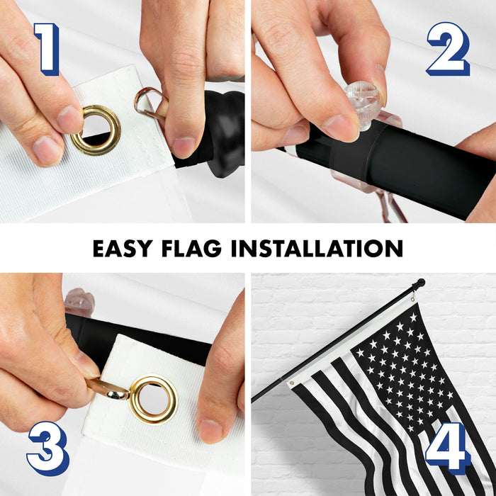 G128 Combo Pack: Flag Pole 6 FT Black Tangle Free & Come and Take It Rifle Black Flag 3x5 FT Brass Grommets Printed Polyester (Flag Included) Aluminum Flag Pole