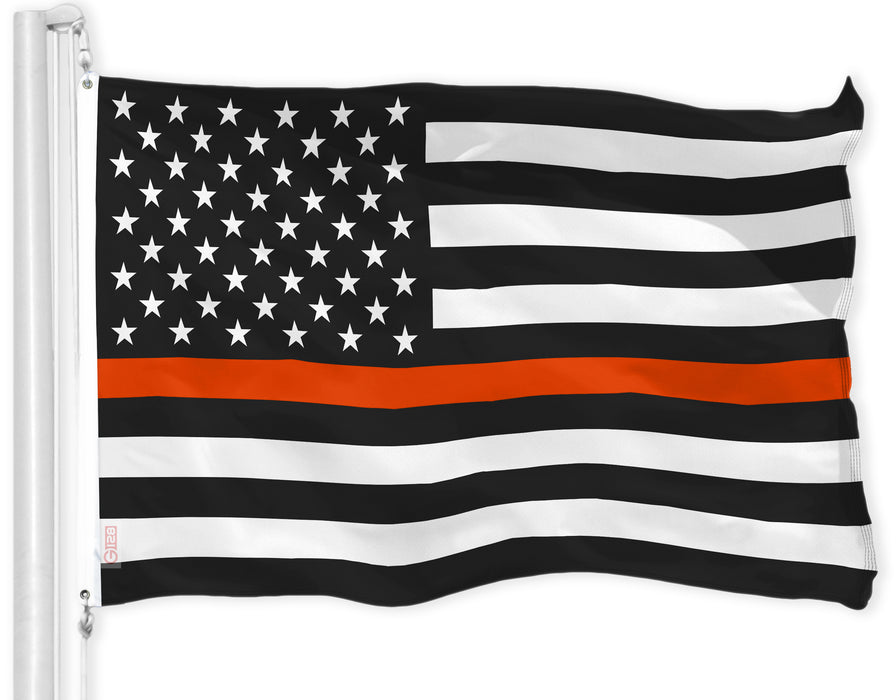 G128 Combo Pack: USA American Flag & Thin Orange Line Flag 3x5 FT Printed 150D Indoor/Outdoor, Vibrant Colors, Brass Grommets, Quality Polyester
