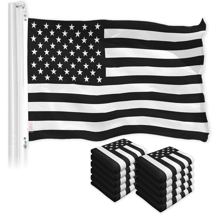USA Black and White Flag 3x5 Ft 10-Pack 150D Printed Polyester By G128