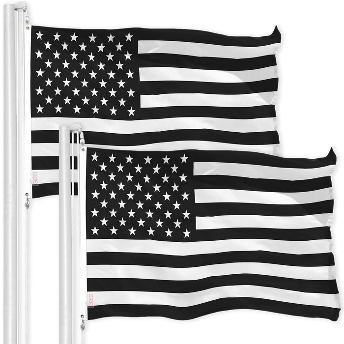 USA Black and White Flag 3x5 Ft 2-Pack 150D Printed Polyester By G128