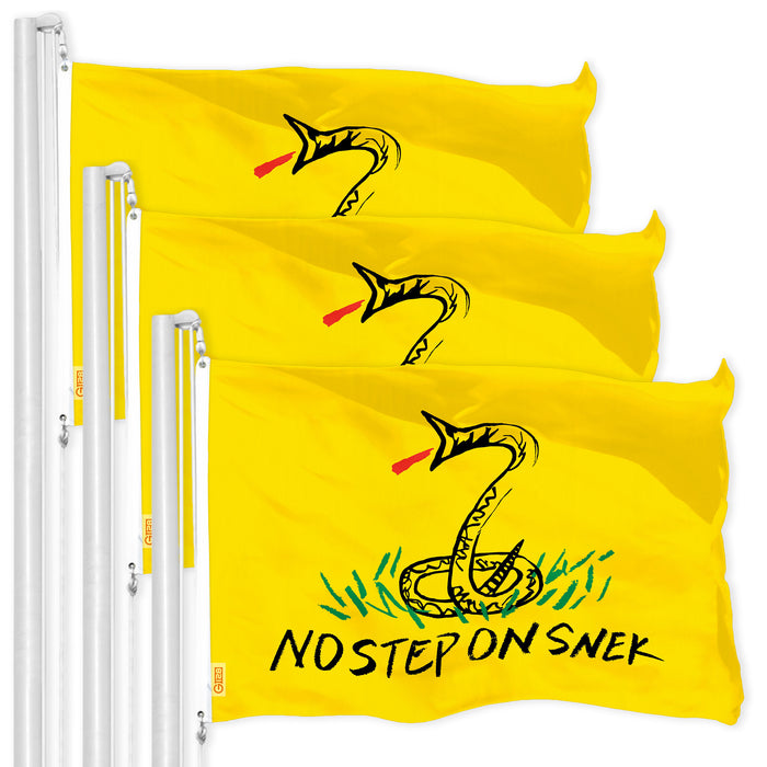 No Step On Snek Flag 3x5 Ft 3-Pack Printed 150D Polyester By G128