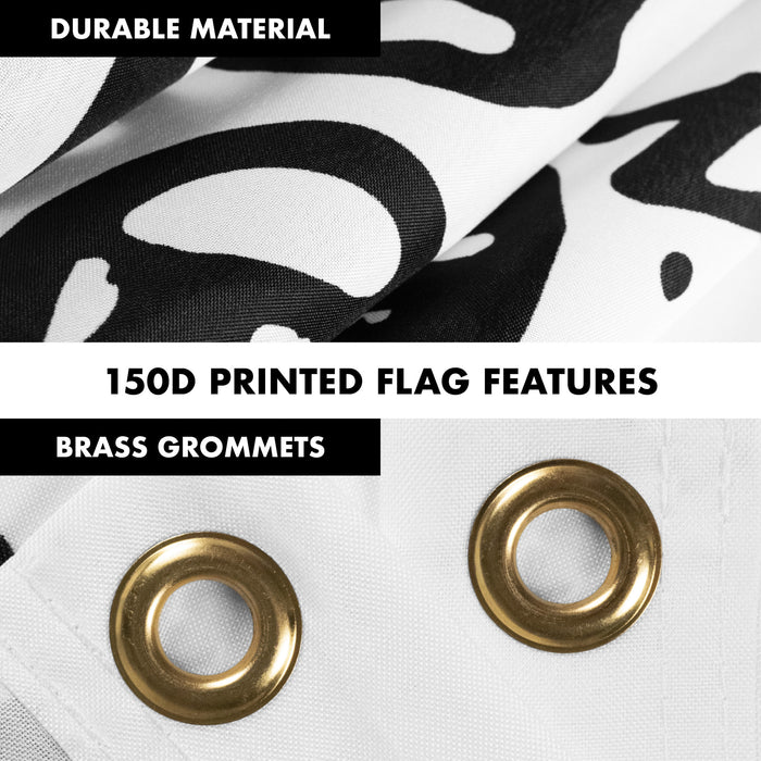 G128 Combo Pack: Flag Pole 6 FT Black Tangle Free & Join or Die White Flag 3x5 FT Brass Grommets Printed Polyester (Flag Included) Aluminum Flag Pole