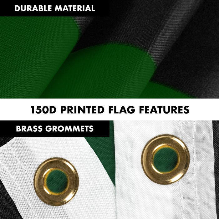 G128 Combo Pack: Flag Pole 6 FT White Tangle Free & Thin Green Line Flag 3x5 FT Brass Grommets Printed Polyester (Flag Included) Aluminum Flag Pole