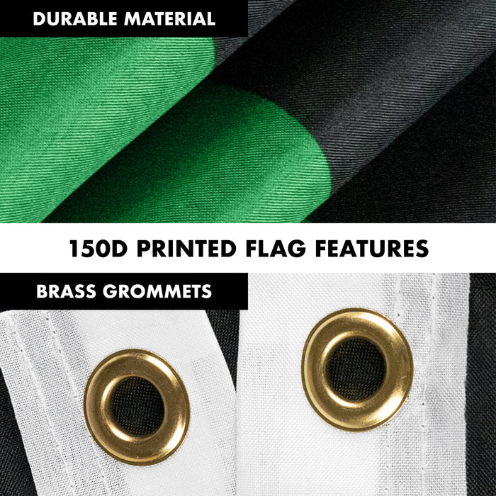 G128 Combo Pack: Flag Pole 6 FT White Tangle Free & Thin Blue Green Red Line Flag 3x5 FT Brass Grommets Printed Polyester (Flag Included) Aluminum Flag Pole
