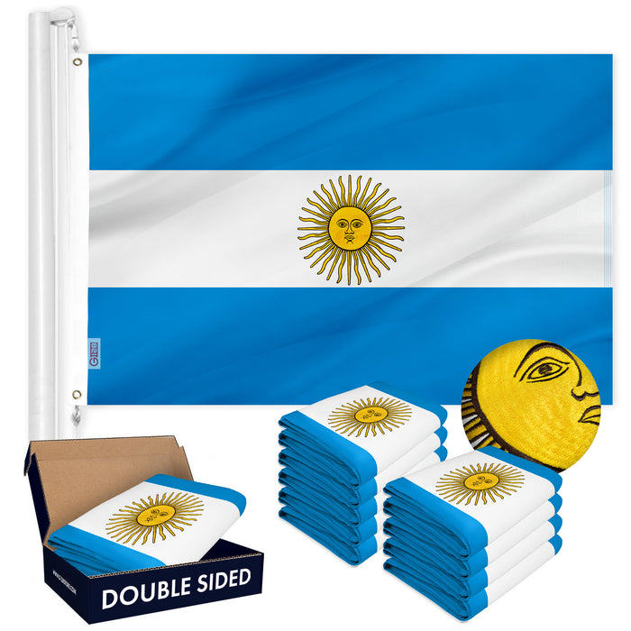 Argentina Argentianian Flag 3x5 Ft 10-Pack Double-sided Embroidered Polyester By G128