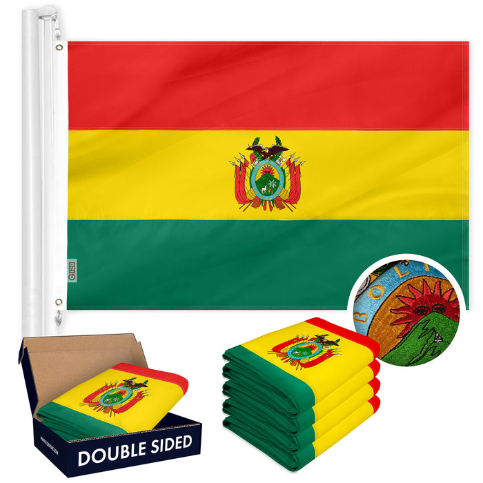 Bolivia Bolivian Flag 3x5 Ft 5-Pack Double-sided Embroidered Polyester By G128
