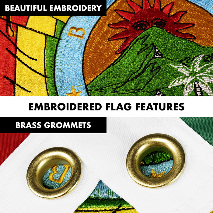 G128 Combo Pack: 6 Ft Tangle Free Aluminum Spinning Flagpole (Silver) & Bolivia Flag 3x5 Ft, Double ToughWeave Series Double Sided Embroidered 210D Polyester | Pole with Flag Included